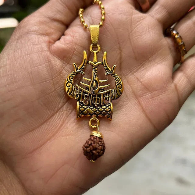 Shiva Trishul Damru Necklace – Spiritual Protection Pendant for Daily Wear