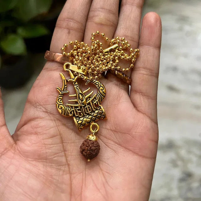 Shiva Trishul Damru Necklace – Spiritual Protection Pendant for Daily Wear