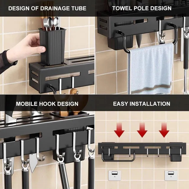 Wall-Mounted Magnetic Knife Holder – Space Saving Kitchen Organizer