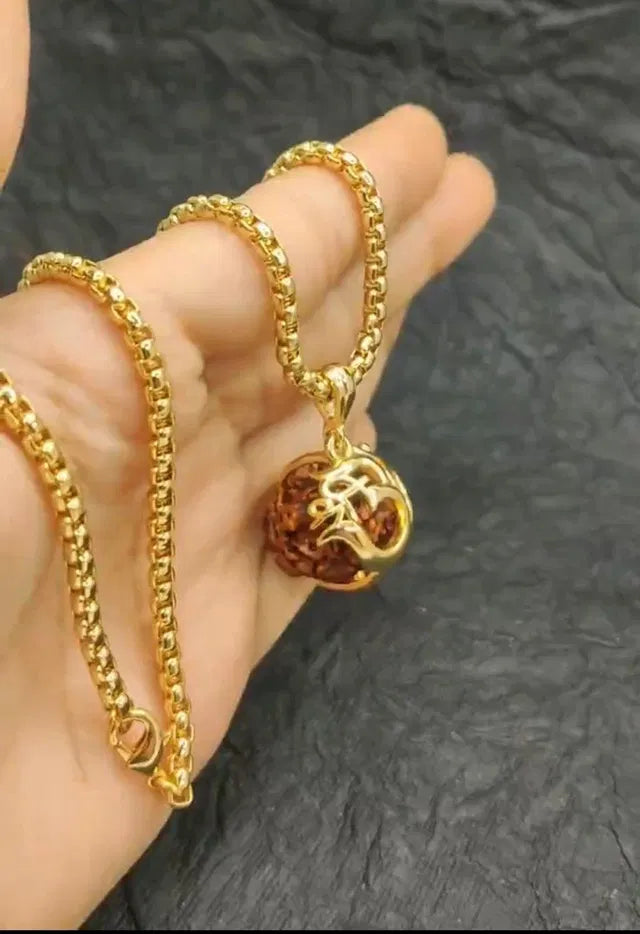 Om Rudraksha Pendant Chain – Spiritual Energy & Protection Necklace