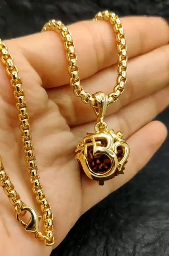 Om Rudraksha Pendant Chain – Spiritual Energy & Protection Necklace
