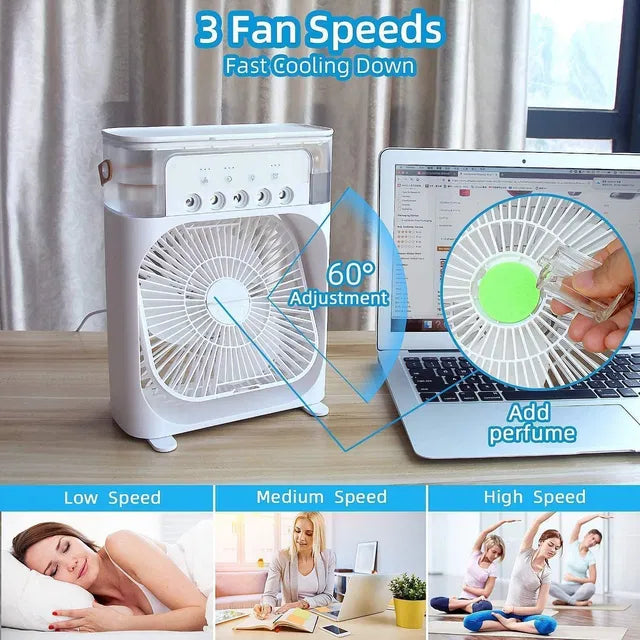 ❄️ Portable Mini Air Cooler – Instant Cooling Anywhere (3 Speed + Mist Mode)