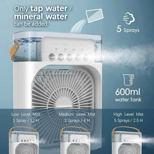 ❄️ Portable Mini Air Cooler – Instant Cooling Anywhere (3 Speed + Mist Mode)