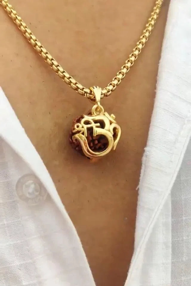 Om Rudraksha Pendant Chain – Spiritual Energy & Protection Necklace