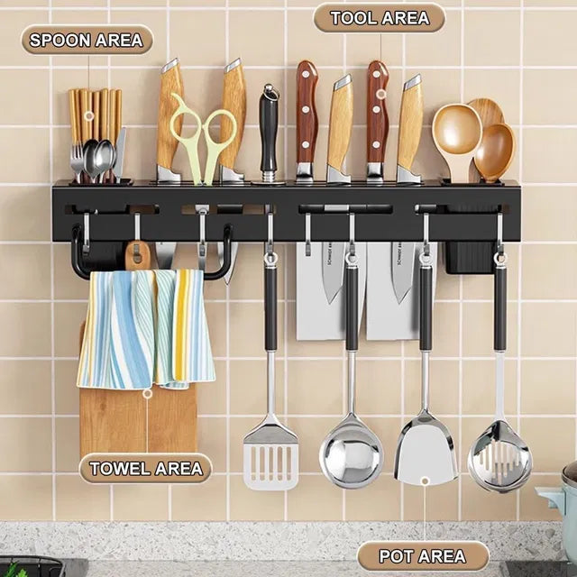 Wall-Mounted Magnetic Knife Holder – Space Saving Kitchen Organizer